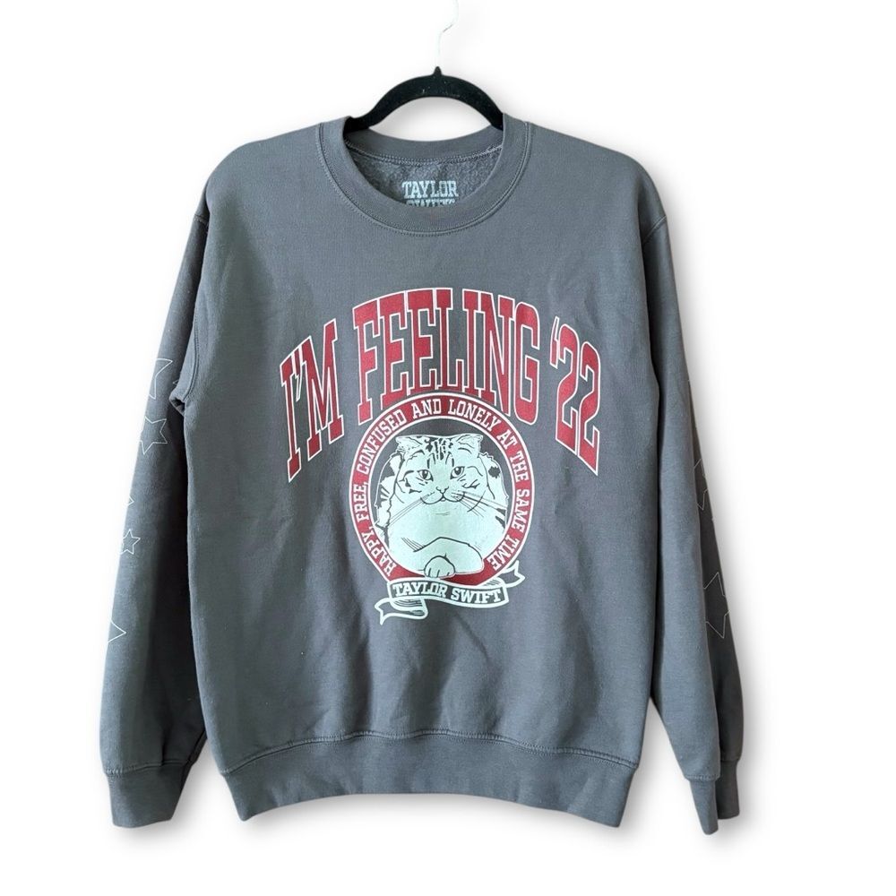 Taylor Swift I'm Feeling '22 Graduation Collection Gray Cat Crewneck Size Small